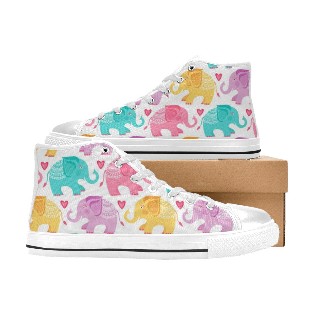 Elephant Dance - Kids High Top Canvas Shoes
