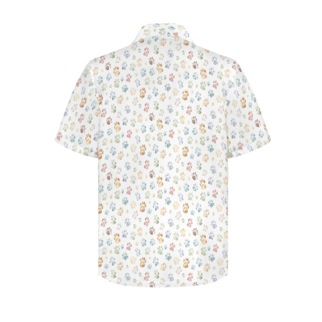 Paw Print Men's Short Sleeve Hawaiian Shirt Men's Hawaiian Shirt (New) animal Printed Offshore