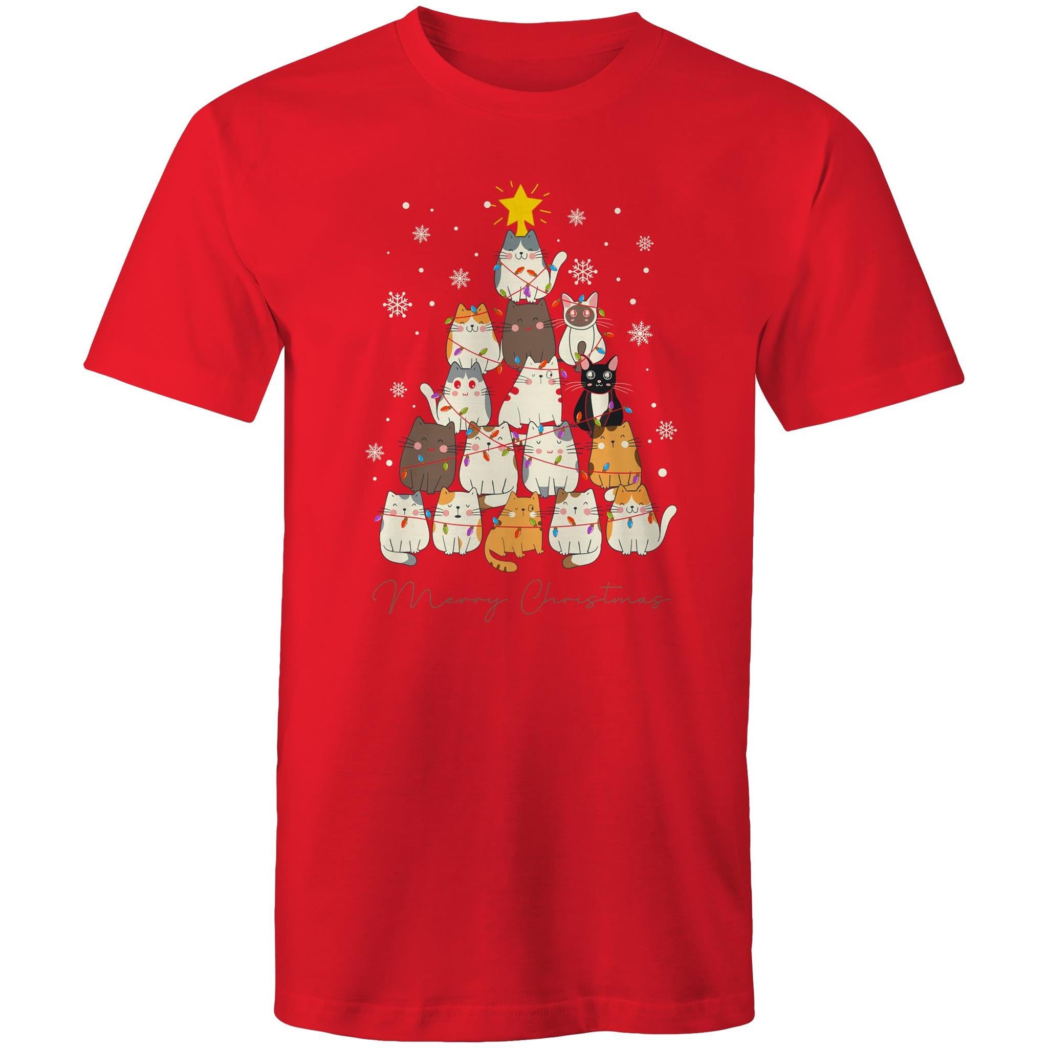 Cats Merry Christmas - Mens T-Shirt Red