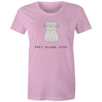 Cat, Soft, Plump Cute - Womens T-shirt Pink Womens T-shirt animal Printed In Australia