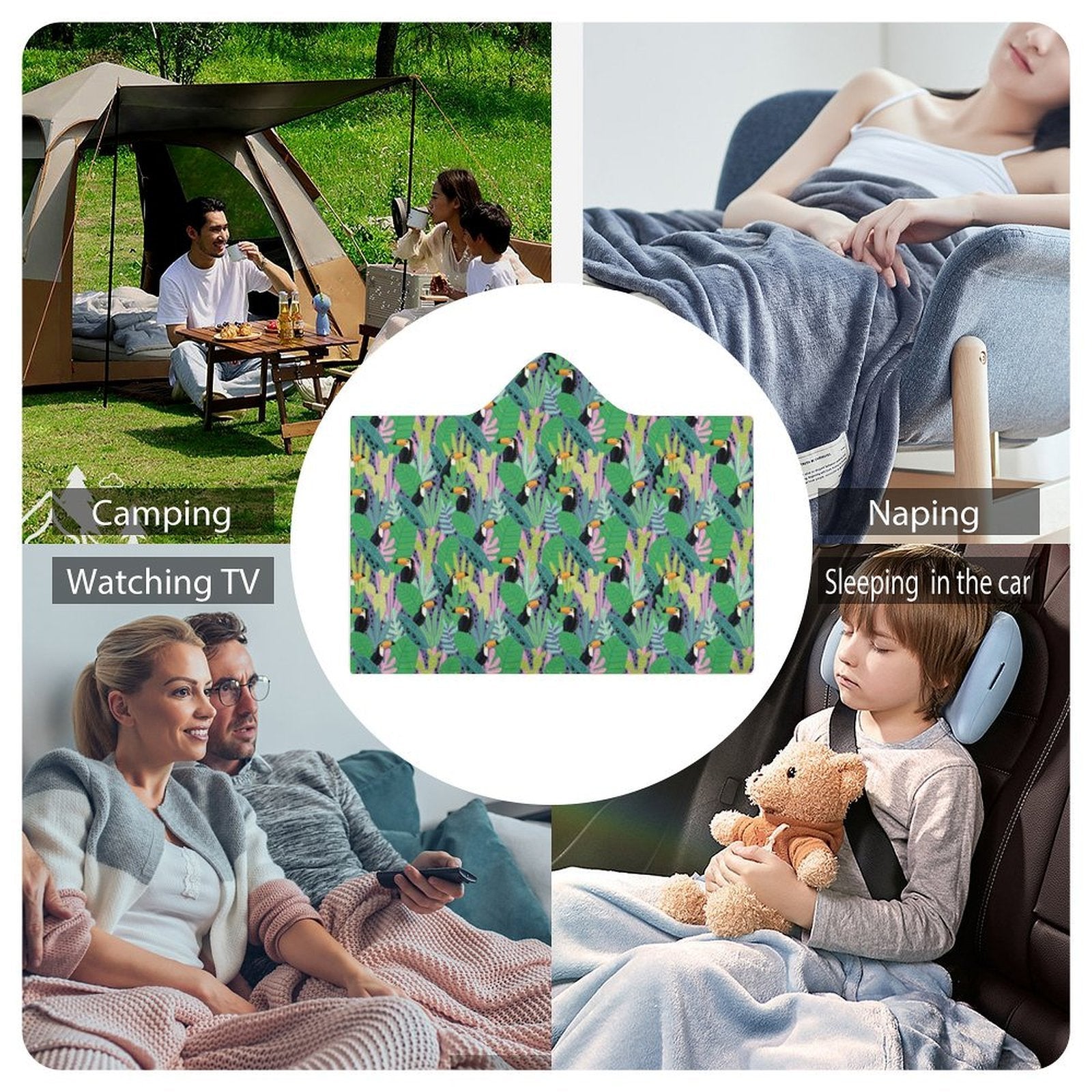 Bright Toucan Kids Hooded Blanket 100cm x 130cm Kids Hooded Blanket animal Printed Offshore