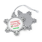 Personalised - Naughty, Nice, I Tried, Santa's Christmas List - Christmas Pewter Snowflake Ornament