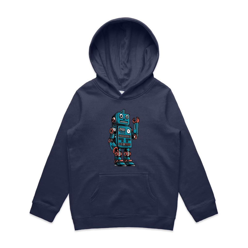 Robot - Kids Hoodie Midnight Blue Kids Hoodie Printed In Australia