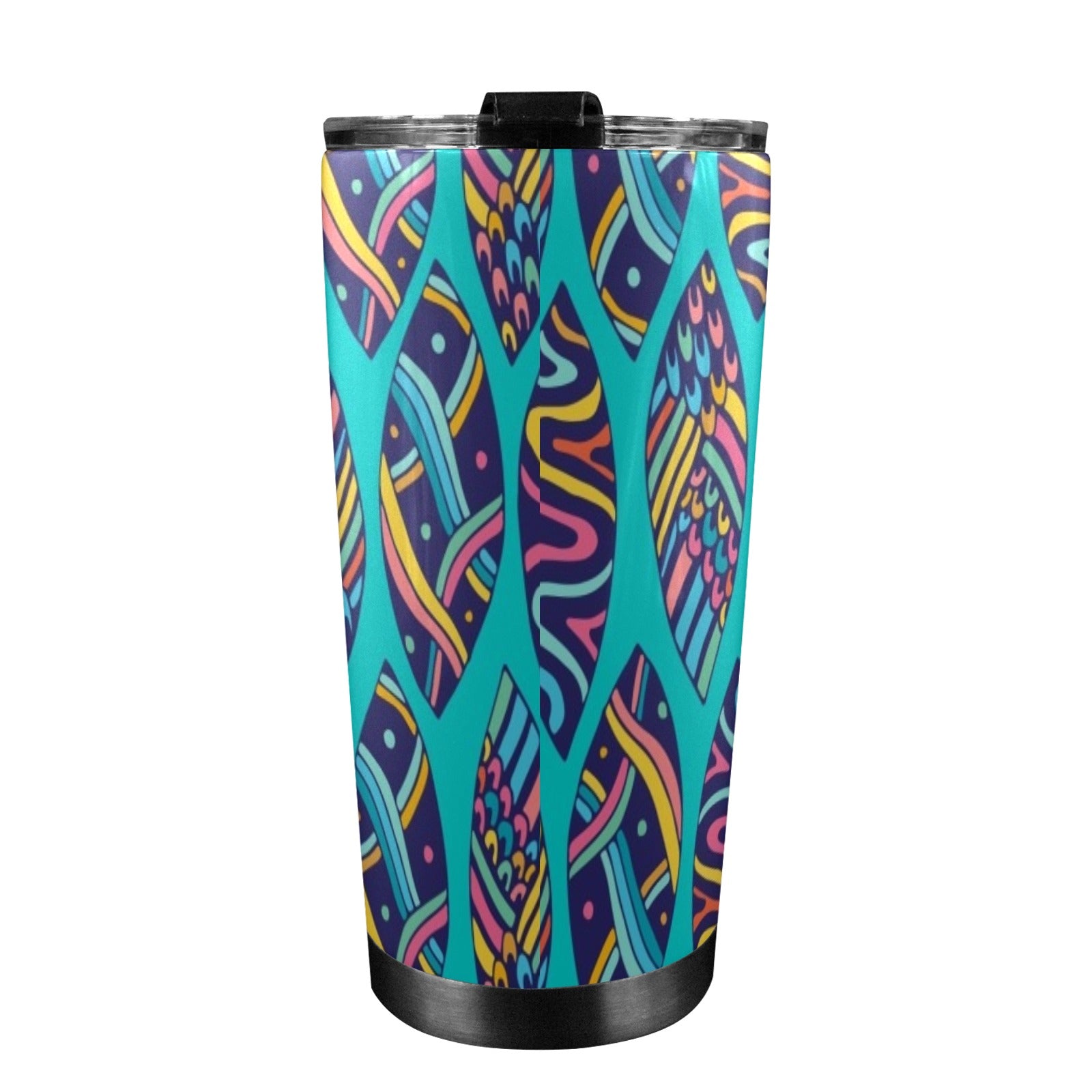 Surfboards - 20oz Mobile Tumbler with Lid (Black Lock) 20oz Travel Mug Printed Offshore Surf