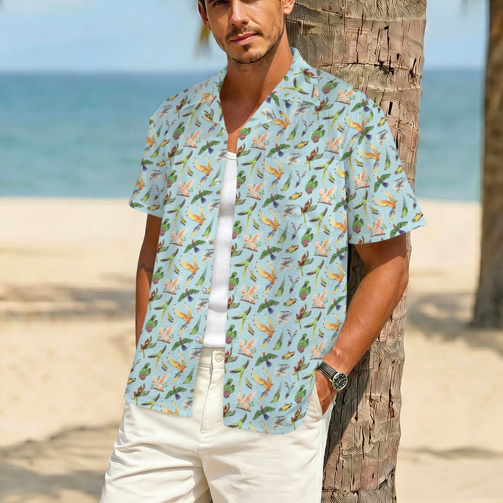 Parrots Men's Crinkle Hawaiian Shirt