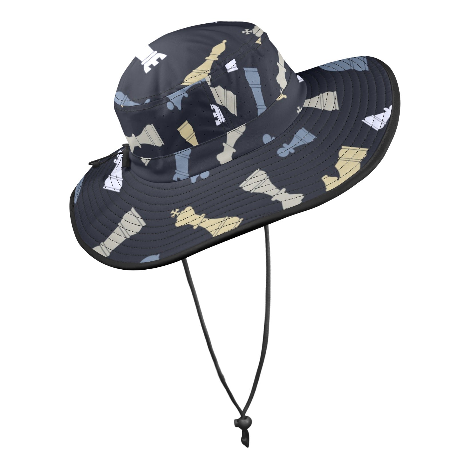 Chess Pattern - Wide Brim Bucket Hat Wide Brim Bucket Hat Chess Games Printed Offshore