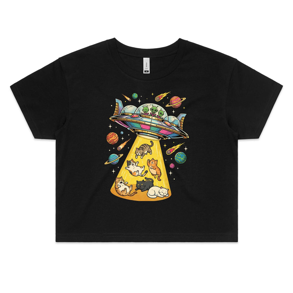 Alien Cat Abduction Women's AS Colour Crop Tee
