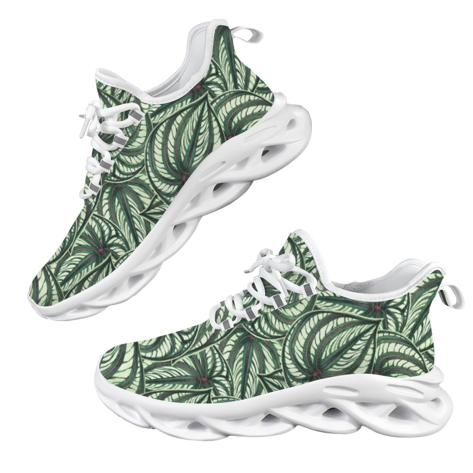 Stripy Leaves Women's Twisted Sole Sneakers