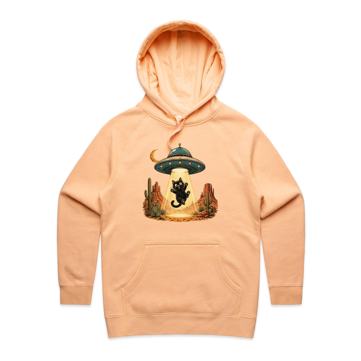 Black Cat Alien UFO Abduction Women's AS Colour Hoodie