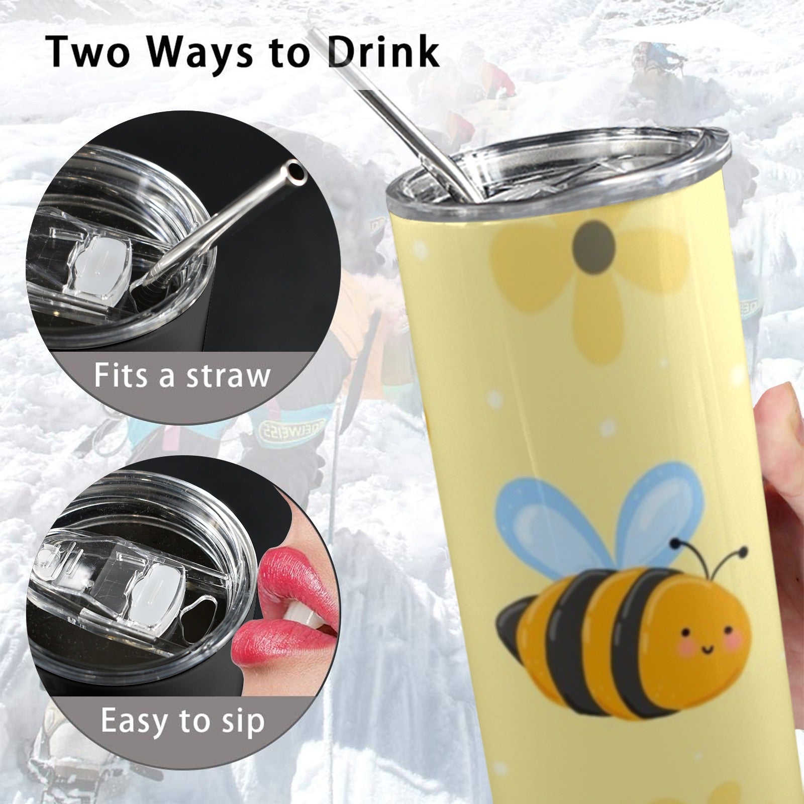 Bright Bees - 20oz Tall Skinny Tumbler with Lid and Straw