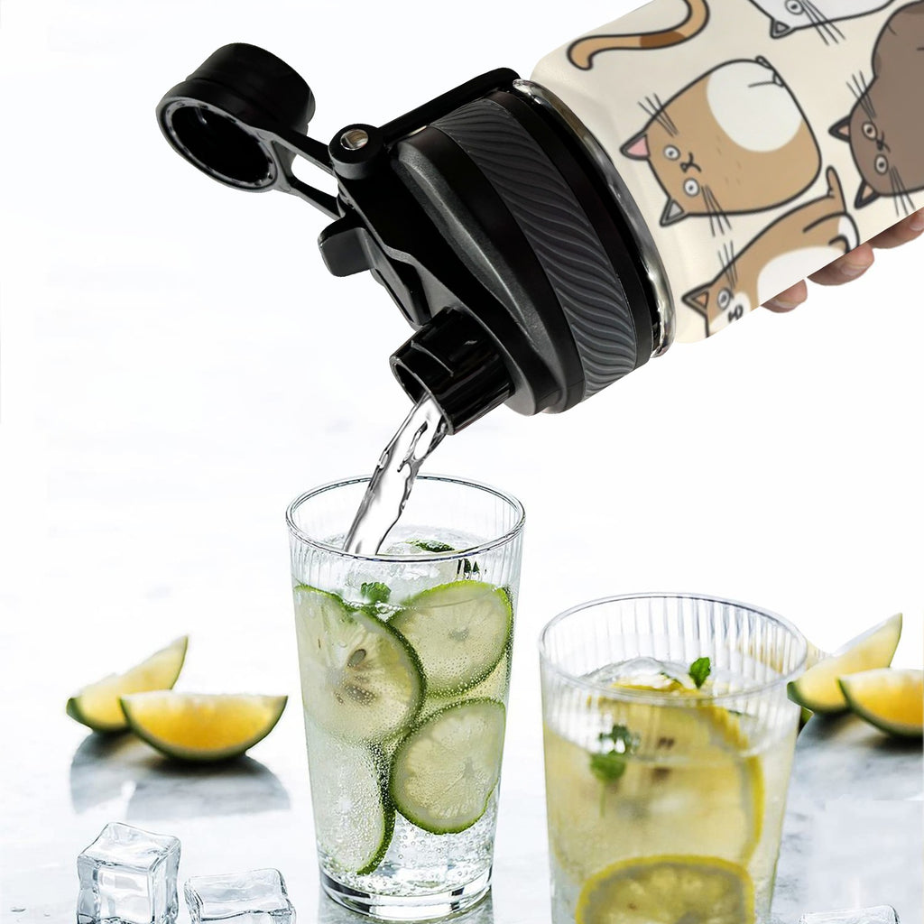 Lots Of Cats - Insulated Water Bottle with Dual-Use Lid (18oz) Insulated Water Bottle with Dual-Use Lid (18oz) animal Printed Offshore