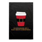 I'm Dreaming Of A Flat White Christmas, Coffee - AS Colour Tea Towel Black One Size Christmas Tea Towel Christmas Printed In Australia