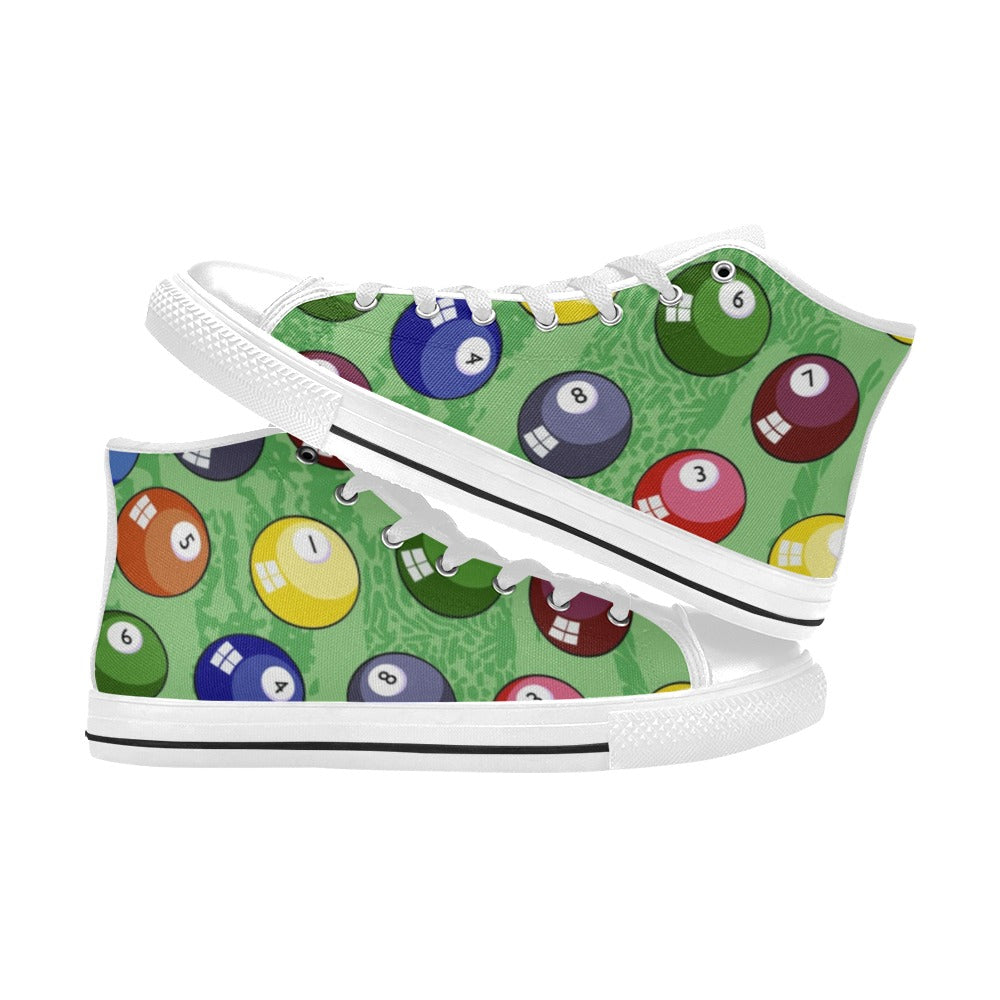 Pool Balls - Kids High Top Canvas Shoes