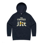 The Coffees, Crossing Road Women's AS Colour Hoodie Navy Womens Hoodie Coffee Music Printed In Australia