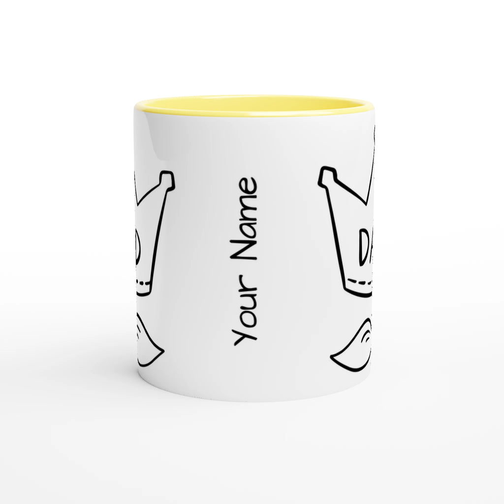 Personalised - Dad Crown And Moustache - White 11oz Ceramic Mug with Color Inside Personalised Mug Customise Dad Globally Fulfilled Personalise