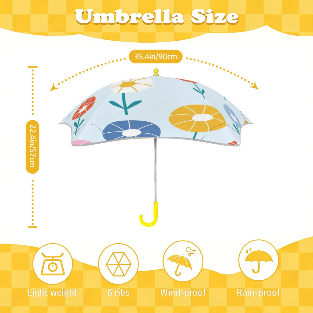 Abstract Cute Flowers Kids Safe Round Corner Umbrella
