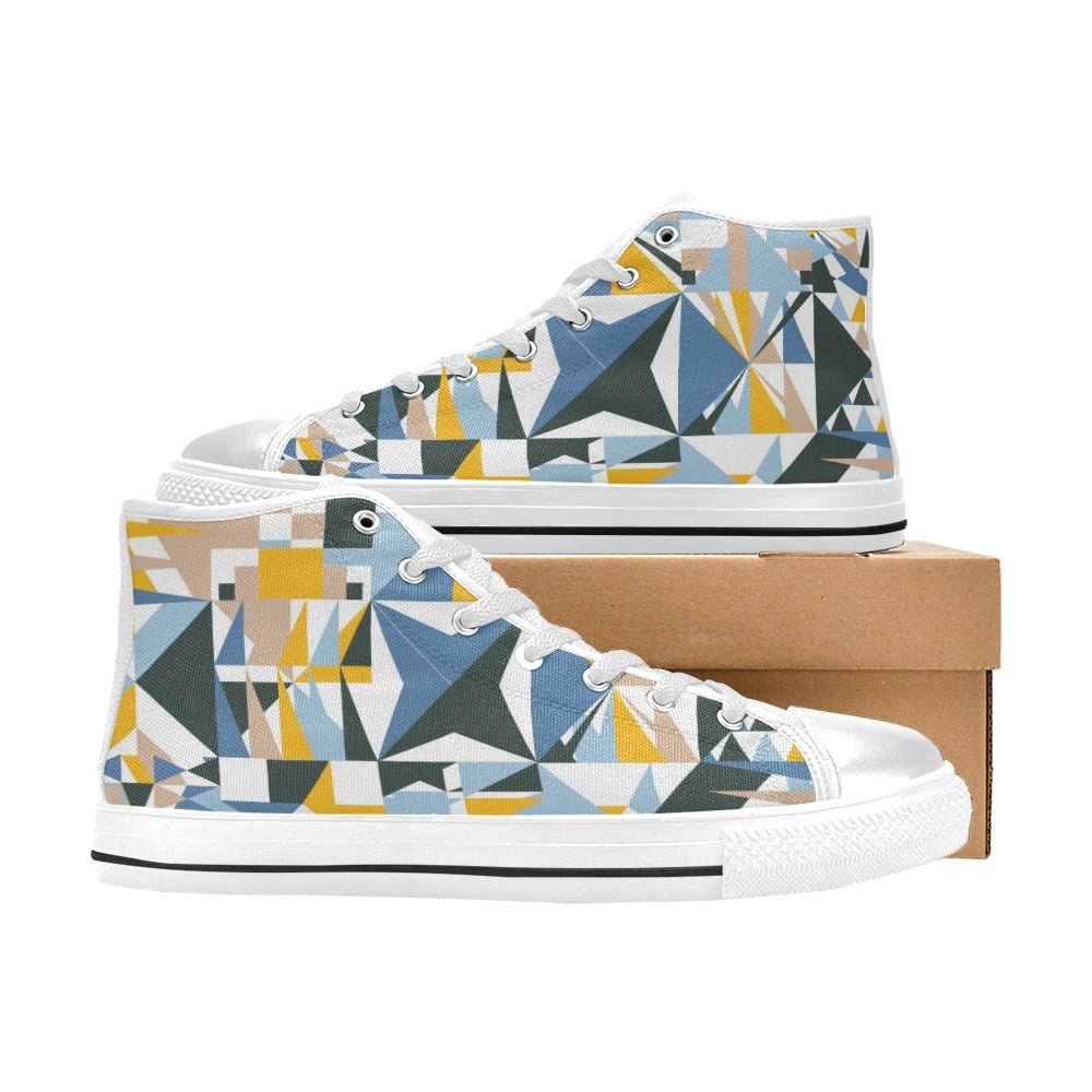 Mosaic - Men's High Top Canvas Shoes