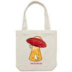 Here For The Cats, UFO - Canvas Tote Bag Cream One Size Tote Bag animal Printed In Australia Sci Fi