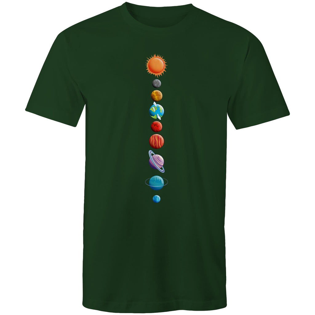 Our Solar System - Mens T-Shirt Forest Green Mens T-shirt Printed In Australia Space