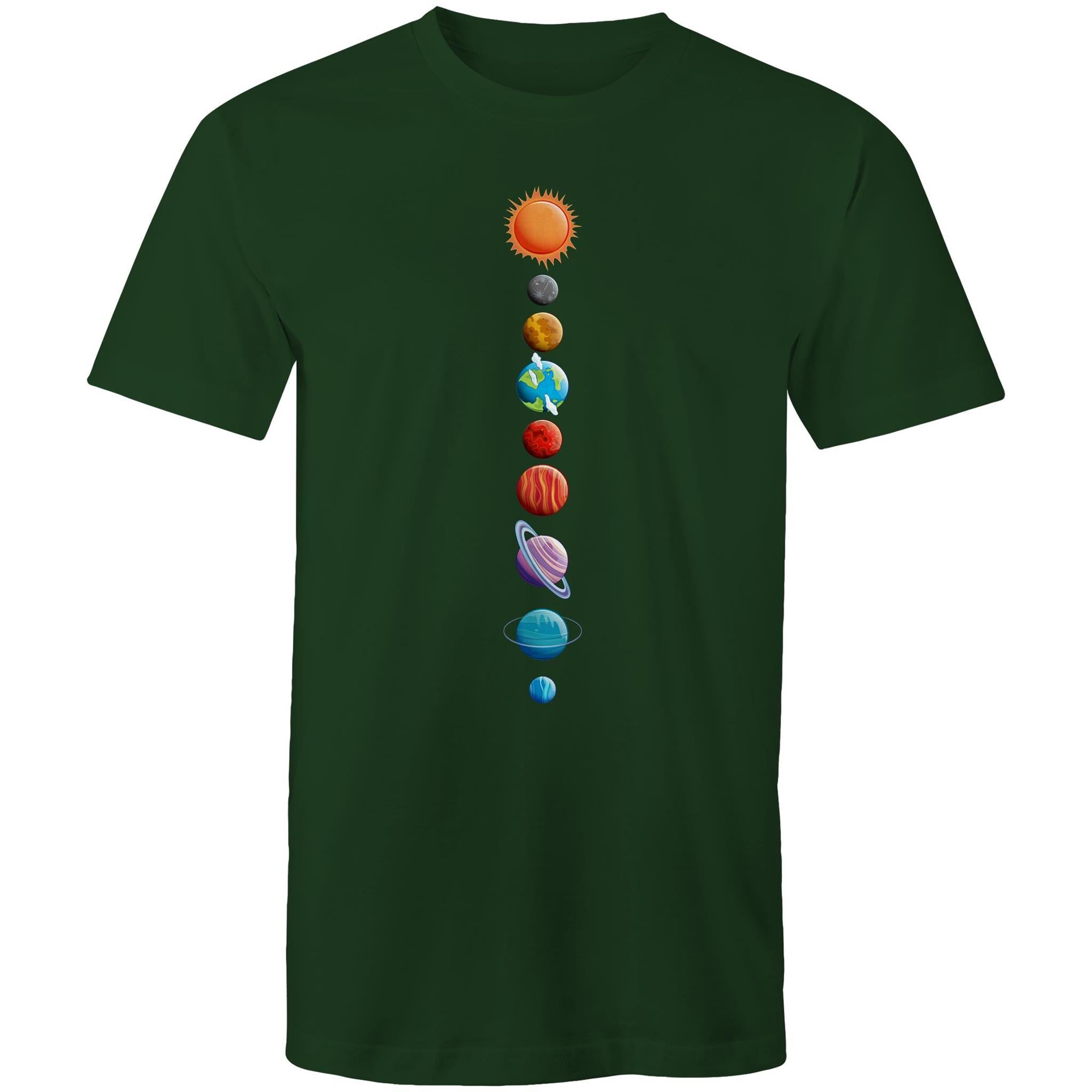 Our Solar System - Mens T-Shirt Forest Green Mens T-shirt Printed In Australia Space