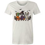 Halloween Raccoons - Womens T-shirt Natural Womens T-shirt Halloween Printed In Australia