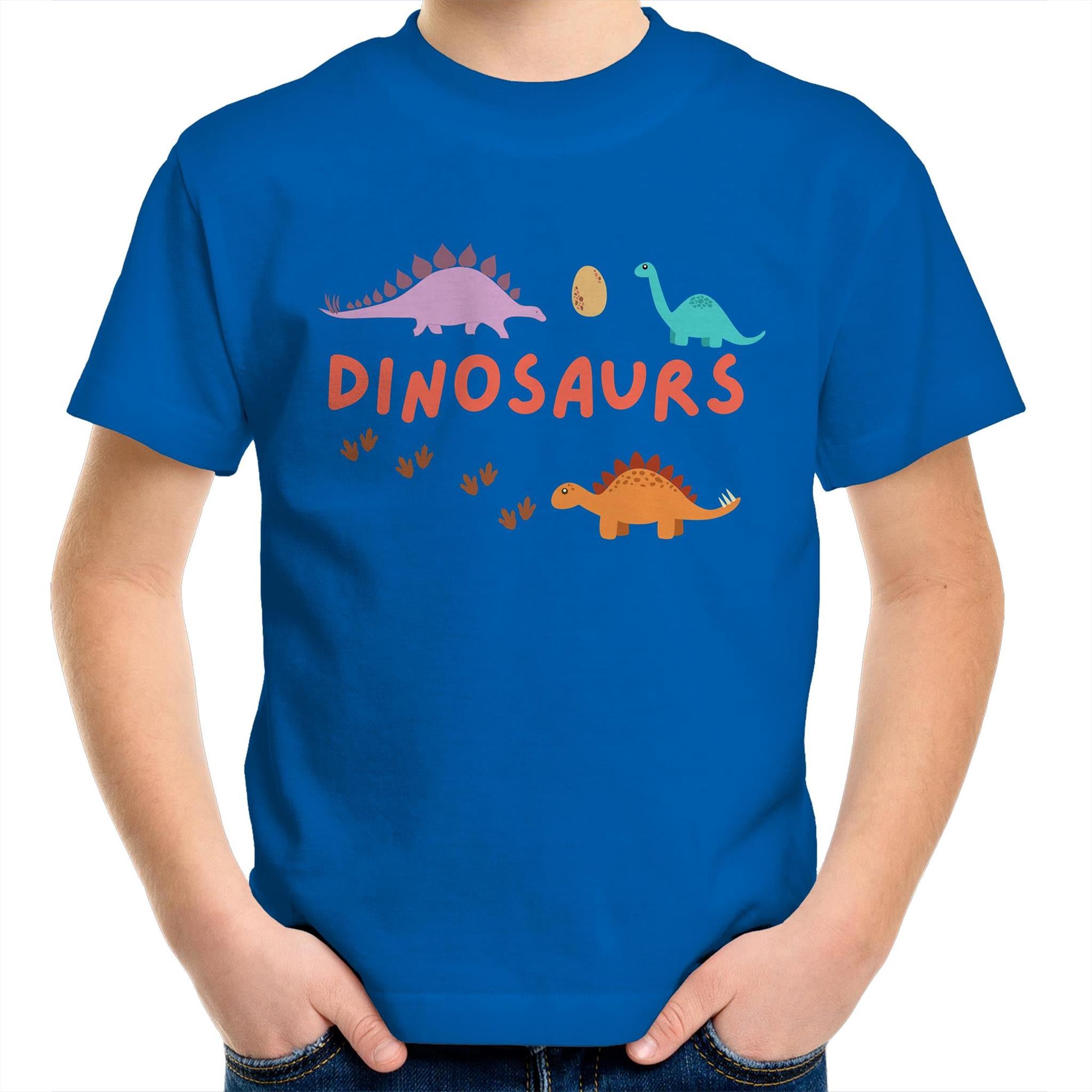 Dinosaurs - Kids Youth T-Shirt Bright Royal Kids Youth T-shirt animal Printed In Australia