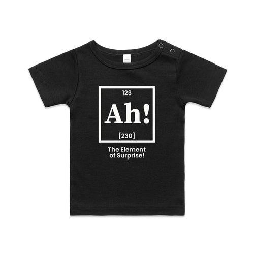 Ah! The Element Of Surprise Baby T-shirt Black Baby T-shirt Printed In Australia Science