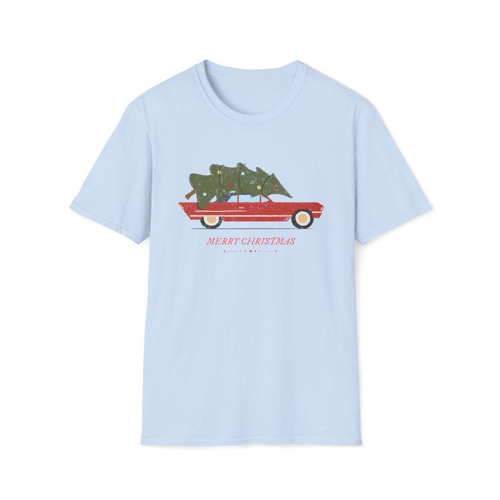 Retro Christmas Tree On Car - Unisex Softstyle T-Shirt
