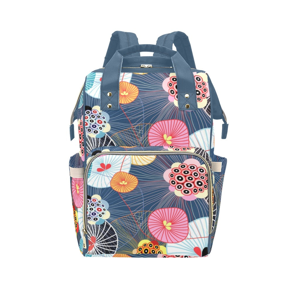 Abstract Floral - Multi-Function Backpack, Nappy / Diaper Bag
