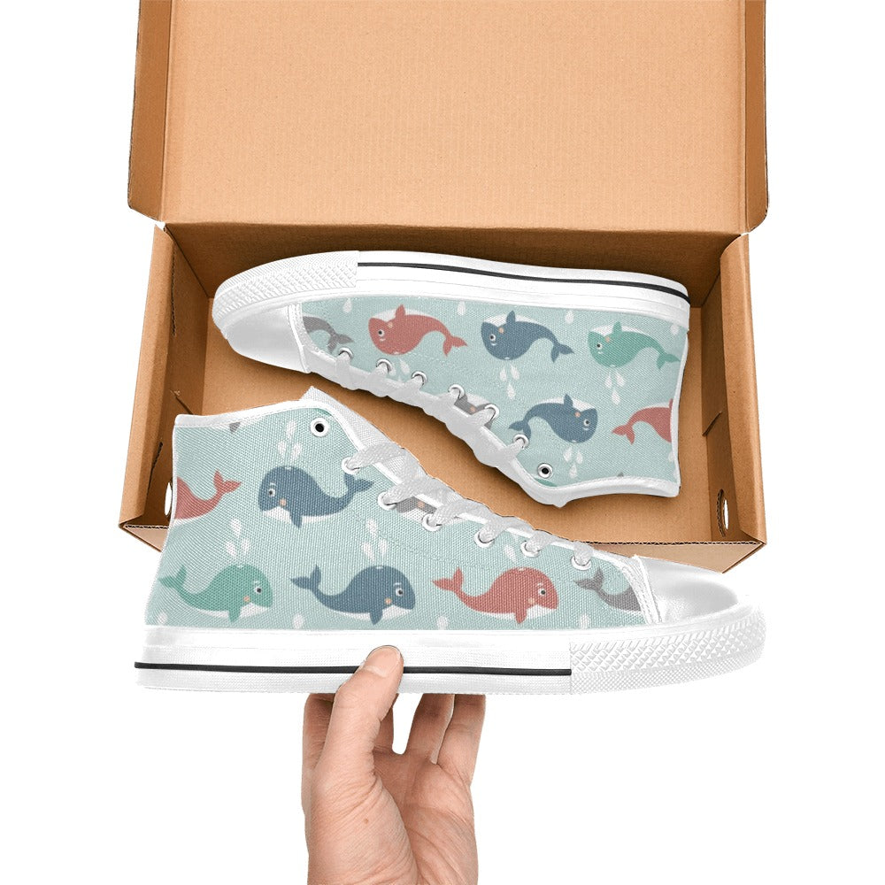 Cute Whales Kids High Top Canvas Shoes