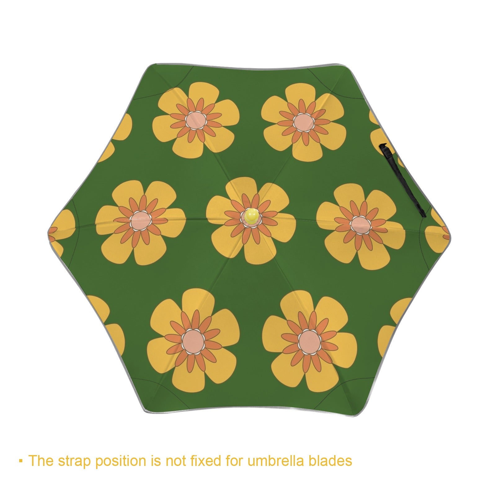 Yellow Flowers On Green Kids Safe Round Corner Umbrella