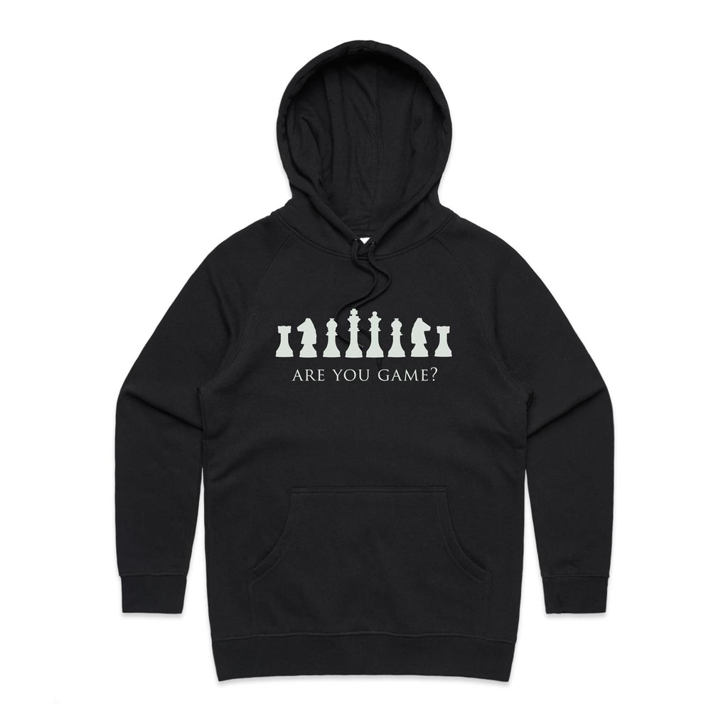 Are You Game, Chess - Womens Hoodie Black Womens Hoodie Chess Games Printed In Australia