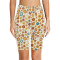 70's Style Floral Women's Bike Shorts With Side Pockets