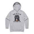 Frazzled Cat, Hang On Let Me Overthink This Women's AS Colour Hoodie Grey Marle Womens Hoodie animal Printed In Australia