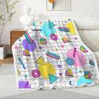 80's Grid - Double-Layer Fleece Blanket 51"x59"