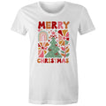 Merry Christmas - Womens T-shirt White Womens Christmas T-shirt Christmas Printed In Australia