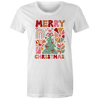 Merry Christmas - Womens T-shirt White Womens Christmas T-shirt Christmas Printed In Australia