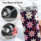 Pink Daisy - 20oz Tall Skinny Tumbler with Lid and Straw