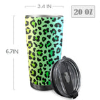 Rainbow Leopard Print - 20oz Mobile Tumbler with Lid (Black Lock)
