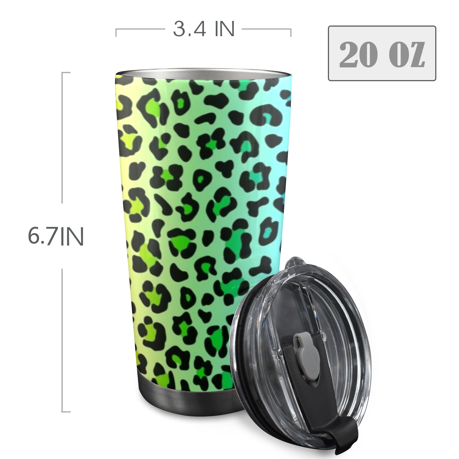 Rainbow Leopard Print - 20oz Mobile Tumbler with Lid (Black Lock)