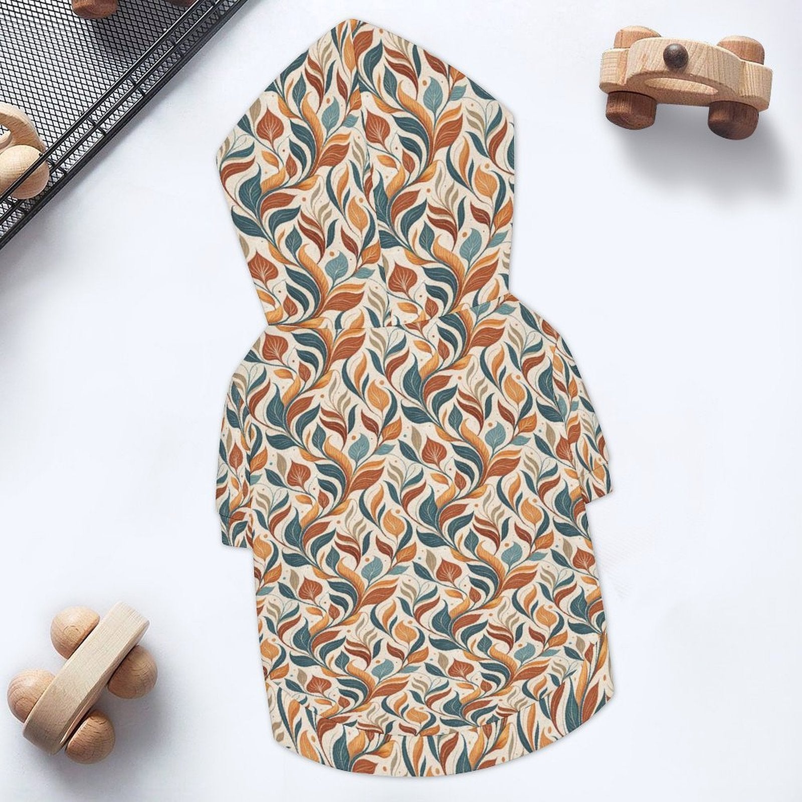 Whimsical Leaf Swirl Pet Hoodie (Small Size)