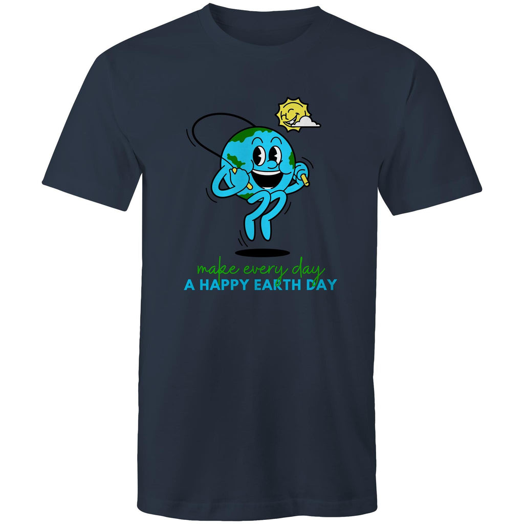 Make Every Day A Happy Earth Day - Mens T-Shirt Navy Mens T-shirt Environment Printed In Australia