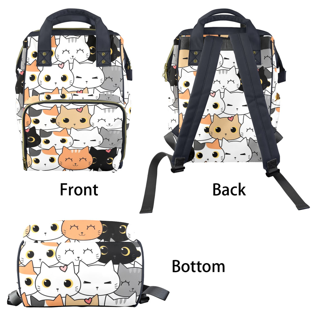 Cute Cartoon Cats - Multi-Function Backpack, Nappy / Diaper Bag