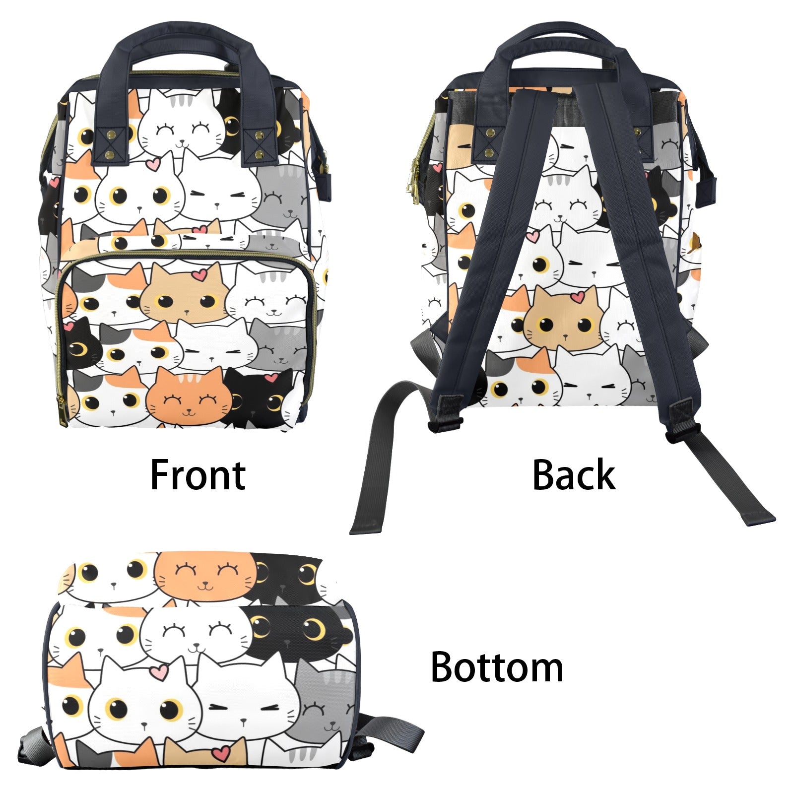Cute Cartoon Cats - Multi-Function Backpack, Nappy / Diaper Bag