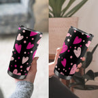 Pink Hearts - 20oz Mobile Tumbler with Lid (Black Lock)