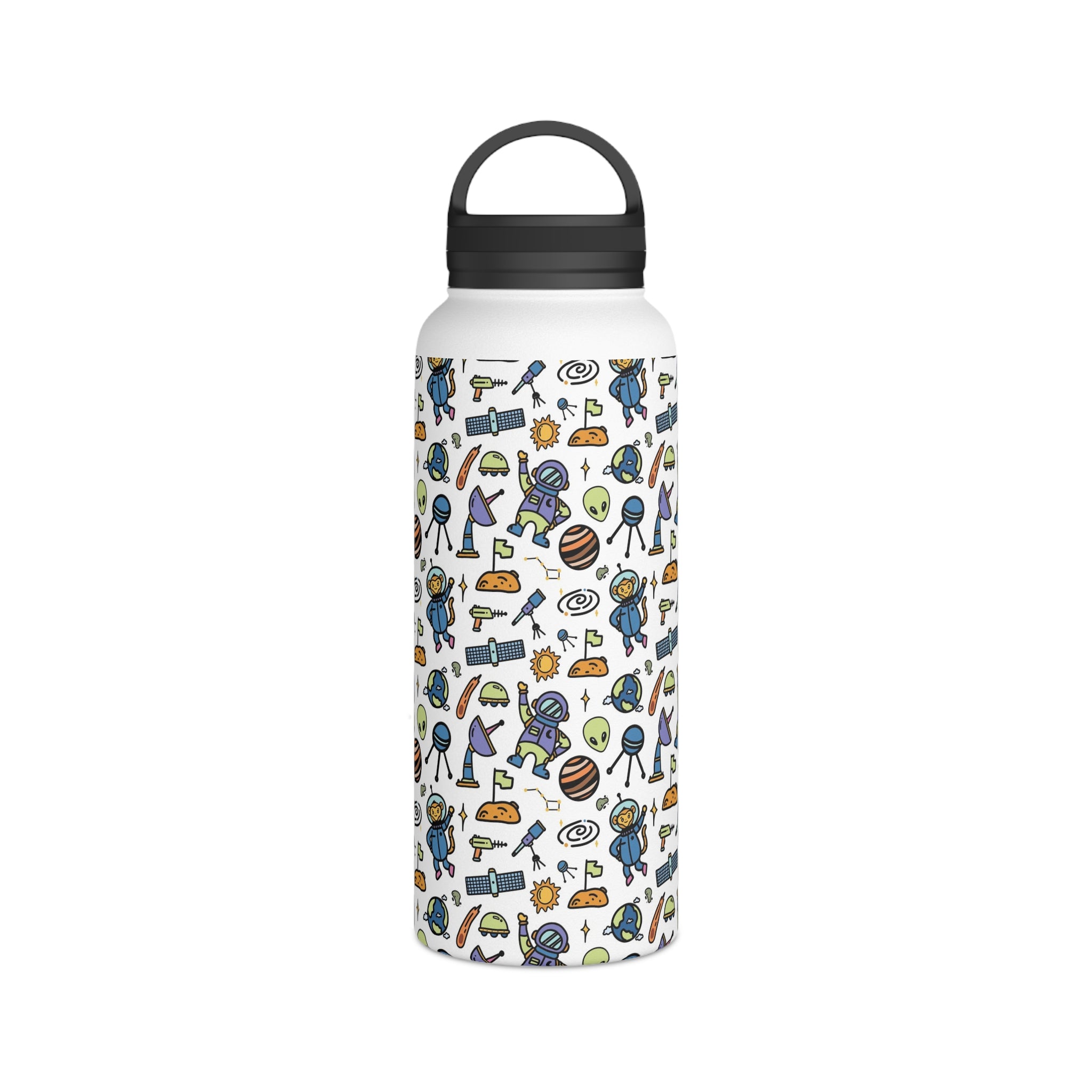 All About Space - Stainless Steel Water Bottle, Handle Lid Stainless Steel Water Bottle With Handle Lid Globally Fulfilled Space