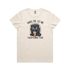 Frazzled Cat, Hang On, Let Me Overthink This Women's AS Colour T-shirt Ecru Womens T-shirt animal Printed In Australia