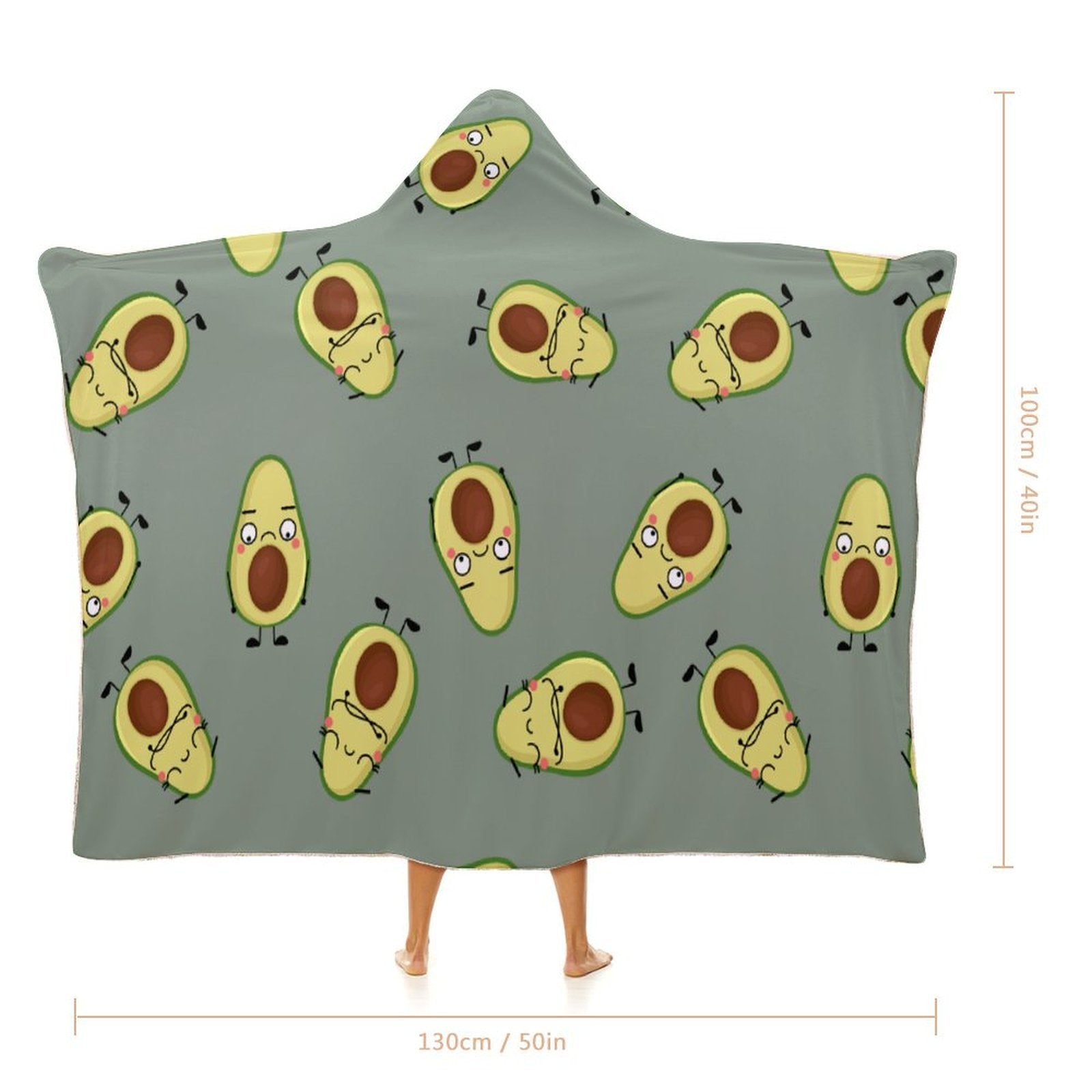 Avocado Characters Kids Hooded Blanket 100cm x 130cm Kids Hooded Blanket Food Printed Offshore