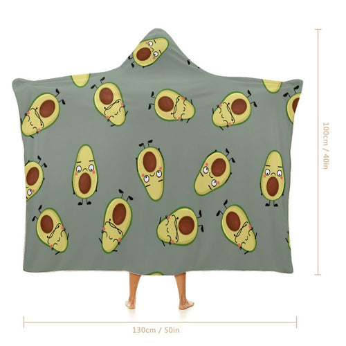 Avocado Characters Kids Hooded Blanket 100cm x 130cm Kids Hooded Blanket Food Printed Offshore