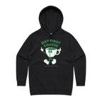 But First Coffee, The Coffee Addicts Club - Womens Hoodie Black Womens Hoodie Coffee Printed In Australia